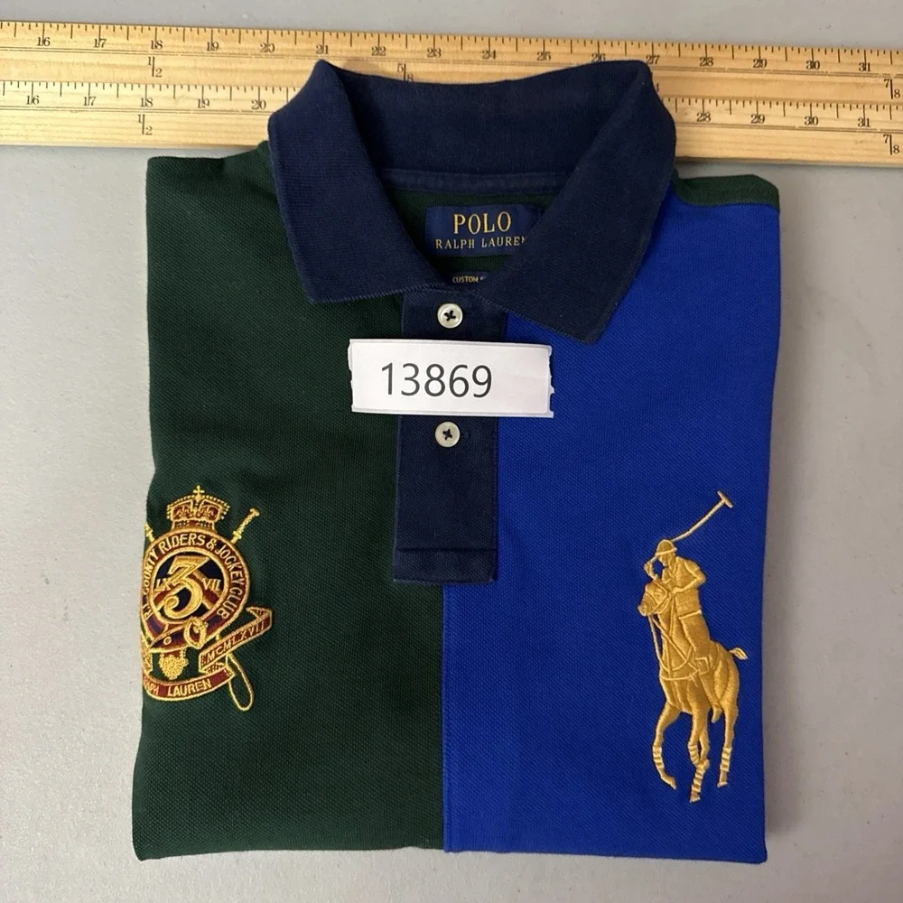Polo Ralph Lauren Polo Shirt Men's M Multicolor Big Pony Crest Custom Slim Fit